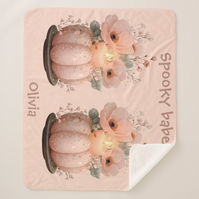 Spooky Babe Pumpkin für Mädchen Sherpadecke (Vorderseite)