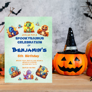 Spooky Baby Dinosaur Thema Kindergeburtstag Hallow Einladung