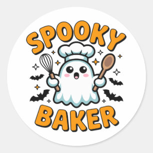 Spooky Baker - Niedliches Ghost Halloween Backen Runder Aufkleber
