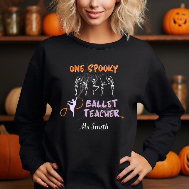 Spooky Ballet Teacher Halloween lustiger Schwarz T-Shirt (Von Creator hochgeladen)