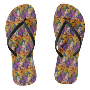 Spooky Basenji Halloween Hexe und Pumpkin Flip Flops