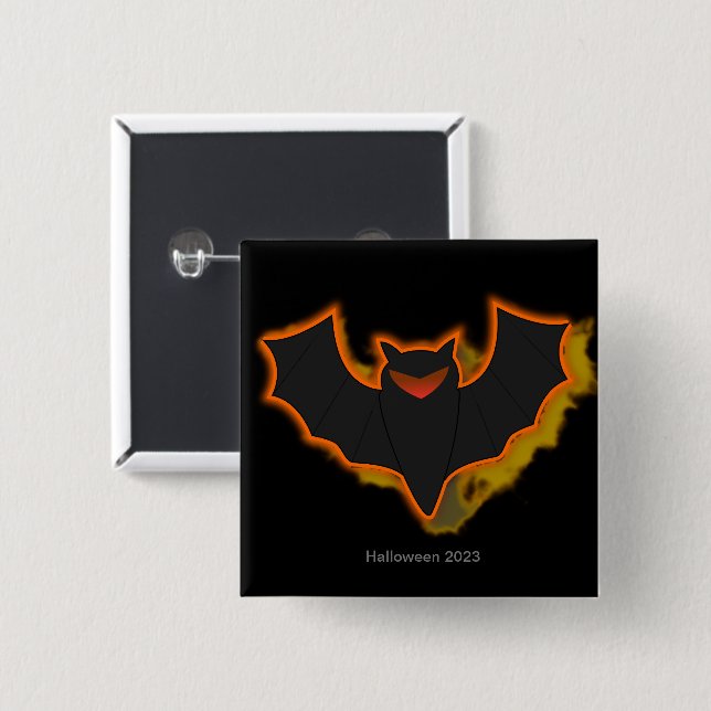 Spooky Bat Halloween Button | Schwarzes Thema (Vorne & Hinten)