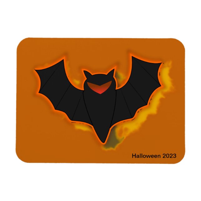 Spooky Bat Halloween Foto Magnet | Orange Theme (Horizontal)