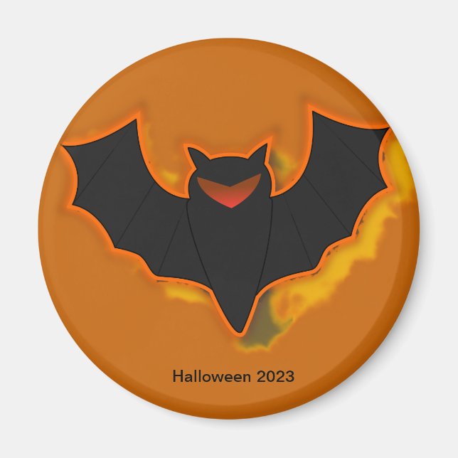 Spooky Bat Halloween Magnet | Orange Theme (Vorne)