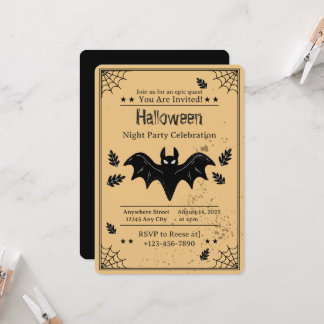 Spooky Bat Halloween Party Invitation Einladung