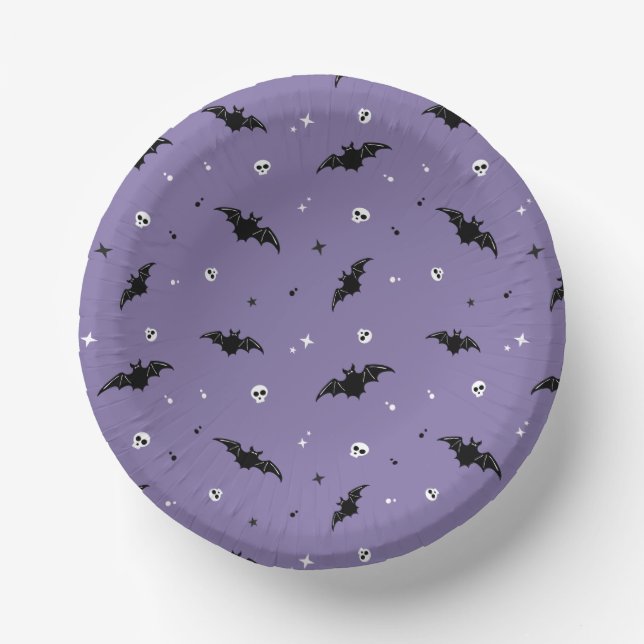 Spooky Bat & Skulls Muster Halloween Papierplatte Pappteller (Vorderseite)