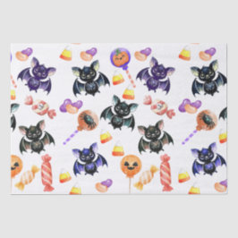 Spooky Bats & Candy, Aquarell, farbig Seidenpapier