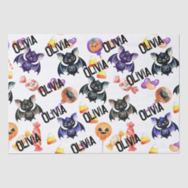 Spooky Bats & Candy, Aquarell, farbig Seidenpapier