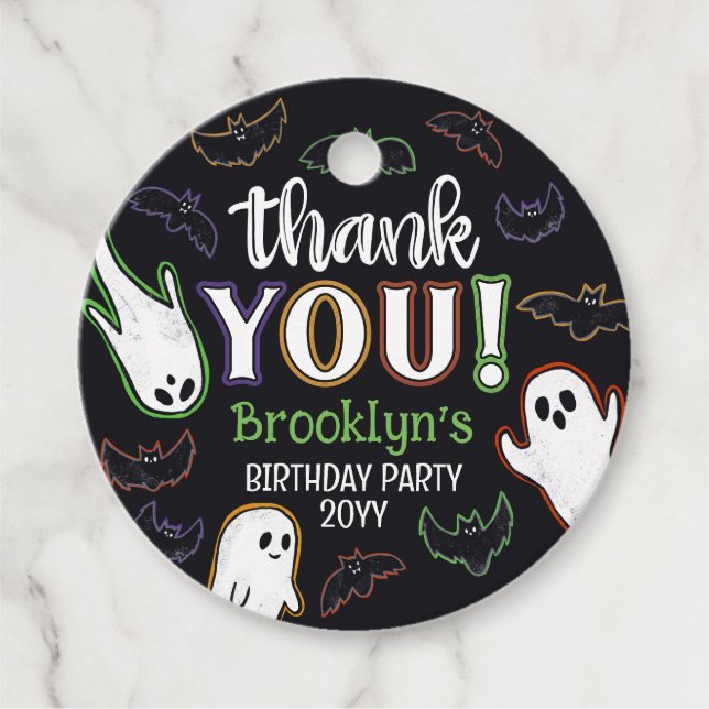 Spooky Bats & Ghosts Halloween-Party Vielen Dank Geschenkanhänger (Vorderseite)