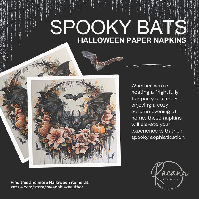 Spooky Bats Halloween Paper Napkins Serviette (Von Creator hochgeladen)