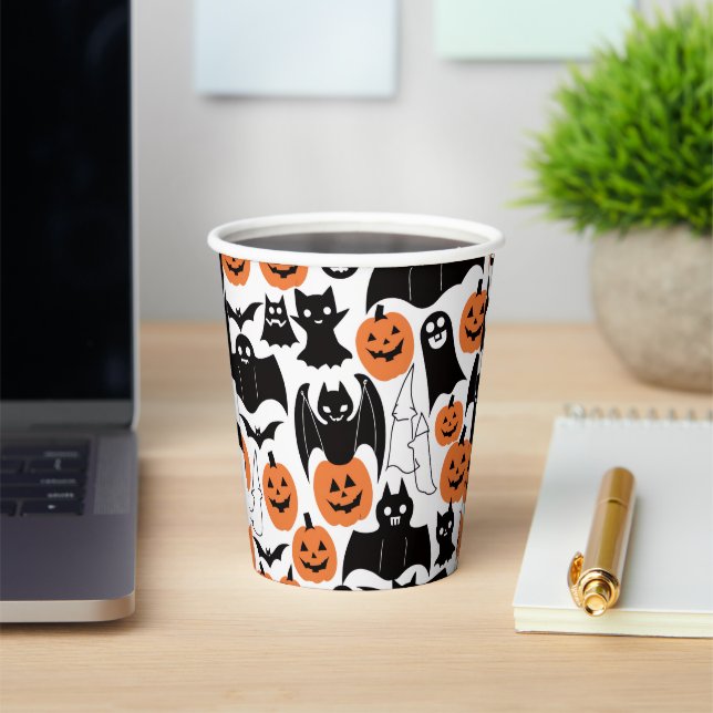Spooky Bats Pumpkins Cups - Halloween-Party! Pappbecher (InSitu)