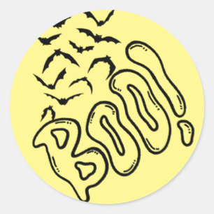 Spooky Bats und Boo Halloween Design Runder Aufkleber