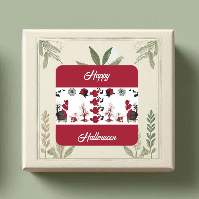 Spooky Beängstigend Fun Ghosts Fledermäuse Tote Bä Quadratischer Aufkleber (Spooky Scary Fun Ghosts Bats Dead Trees Halloween Square Sticker)