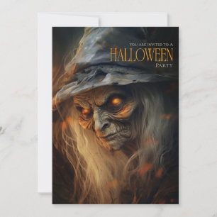 Spooky Beängstigende Creepy Witch Adult Halloween- Einladung