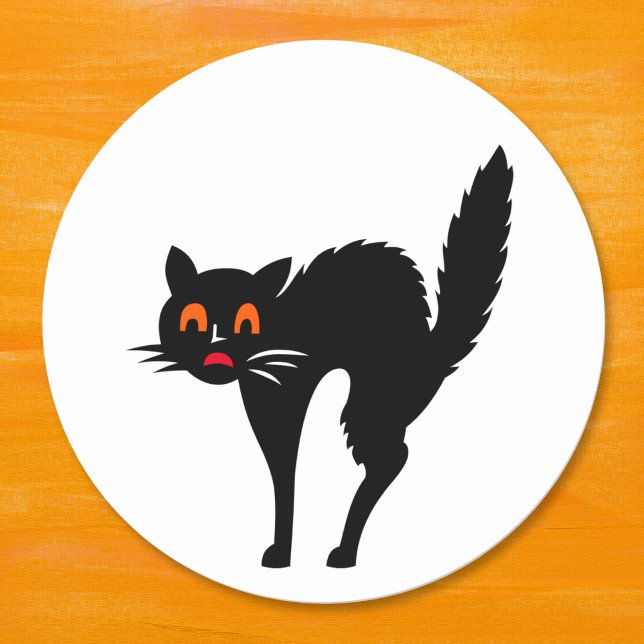 Spooky Beängstigende schwarze Katze Kinder Hallowe Runder Aufkleber (Spooky Scary Creepy Black Cat Kids Halloween Party Classic Round Sticker)