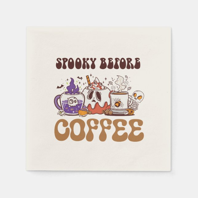 Spooky Before Coffee - Funny Ghost Kaffee Brew Serviette (Vorderseite)