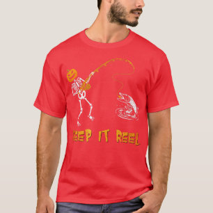 Spooky Behielt es Rollen Skelett Fischen Männer Fr T-Shirt