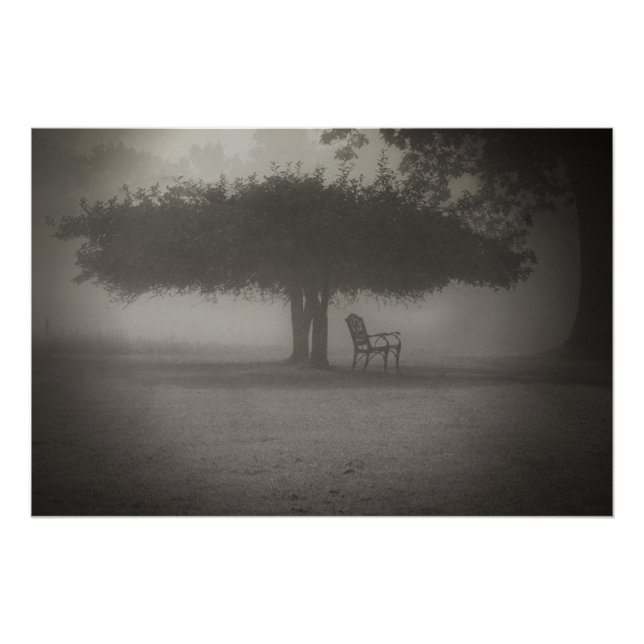 Spooky Bench mit Baum Poster (Vorderseite)