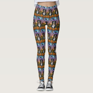 Spooky Bernese Mountain Halloween Hexenkürbis Leggings