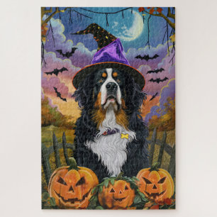 Spooky Bernese Mountain Halloween Hexenkürbis Puzzle