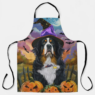 Spooky Bernese Mountain Halloween Hexenkürbis Schürze