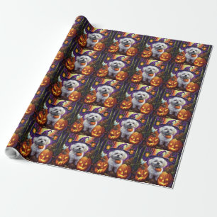 Spooky Bichon Frise Halloween Hexe und Pumpkin Geschenkpapier