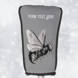 Spooky Biene Zeichne im Schwarzen Schädel auf Flüg Golf Headcover