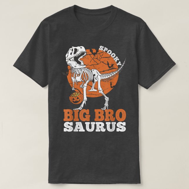 Spooky Big Bro Saurus Dinosaur Skeleton T rex Pump T-Shirt (Design vorne)