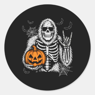 Spooky Bigfoot Kürbislaterne Skeleton Halloween B Runder Aufkleber