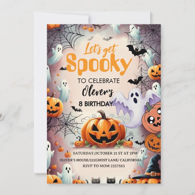 Spooky Birthday Invitation Editable Digital Down Einladung (Vorderseite)