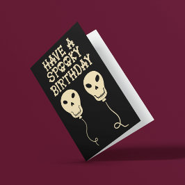 Spooky Birthday Skull Shaped Balloons Karte