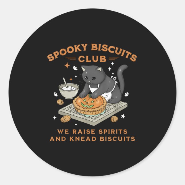 Spooky Biscuits Club Black Cat Pumpkin Halloween B Runder Aufkleber (Vorderseite)