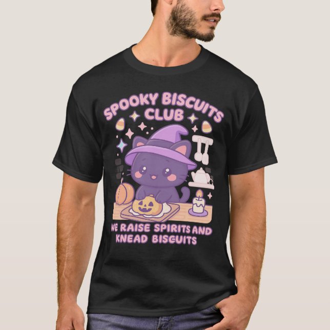 Spooky Biscuits Club Cat Halloween Funny Baking  T-Shirt (Vorderseite)