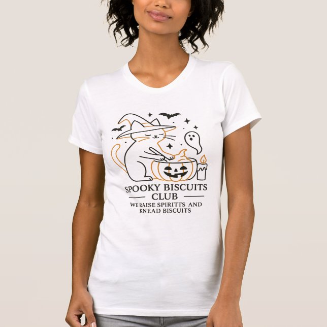 Spooky Biscuits Club Cat Halloween Funny Baking  T-Shirt (Vorderseite)