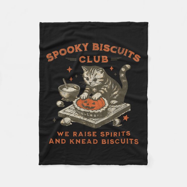 Spooky Biscuits Club Cat, lustiges Halloween Baker Fleecedecke (Vorderseite)