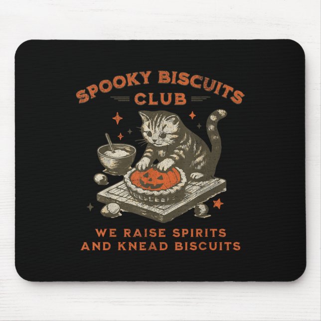 Spooky Biscuits Club Cat, lustiges Halloween Baker Mousepad (Vorne)