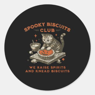 Spooky Biscuits Club Cat, lustiges Halloween Baker Runder Aufkleber