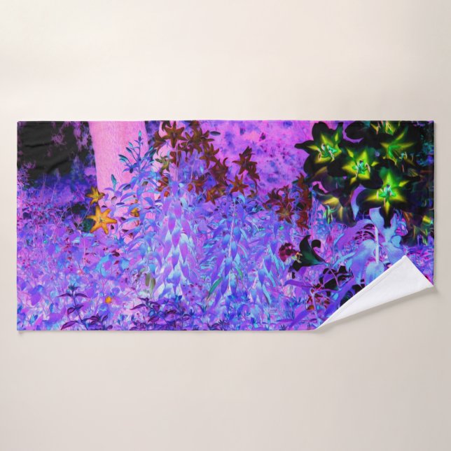 Spooky Black and Crimson Lily Garden Landschaft Badehandtuch (Badehandtuch)