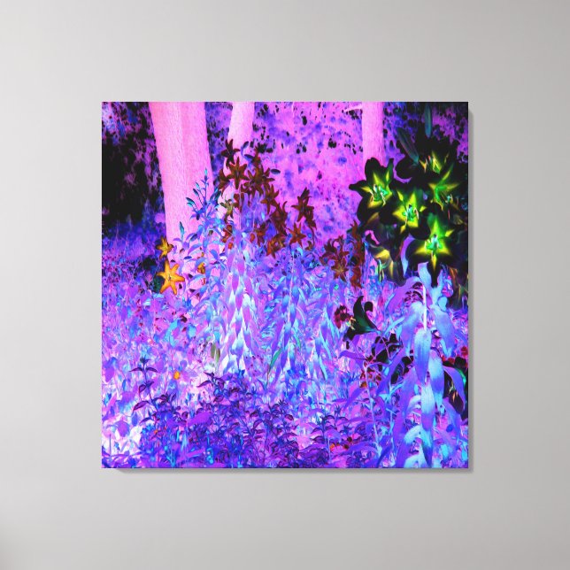 Spooky Black and Crimson Lily Garden Landschaft Leinwanddruck (Vorderseite)