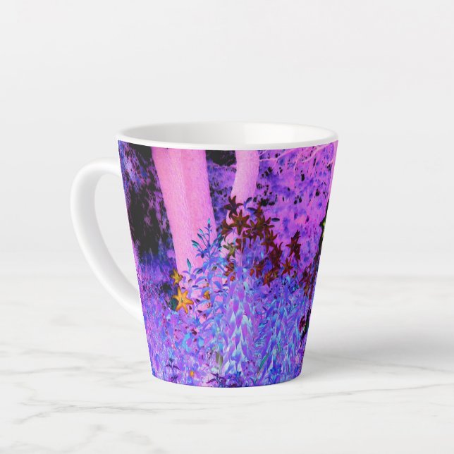 Spooky Black and Crimson Lily Garden Landschaft Milchtasse (Linke Ecke)