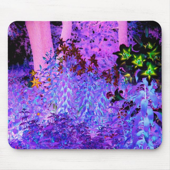 Spooky Black and Crimson Lily Garden Landschaft Mousepad (Vorne)