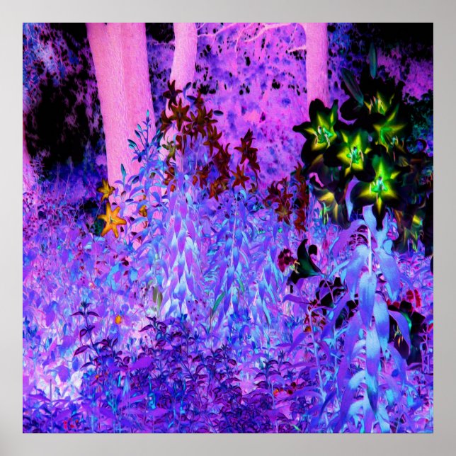 Spooky Black and Crimson Lily Garden Landschaft Poster (Vorne)