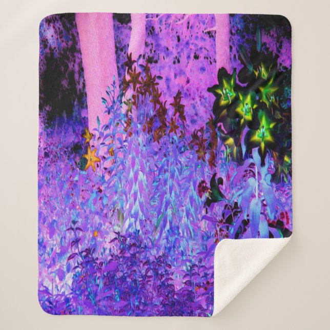 Spooky Black and Crimson Lily Garden Landschaft Sherpadecke (Vorderseite)