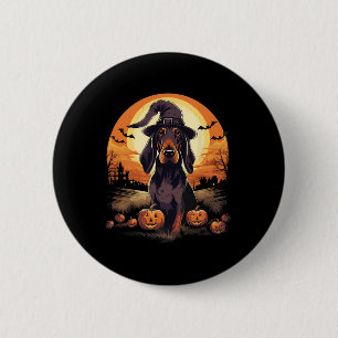 Spooky Black and Tan Coonhound Hund Hexenmeister Button