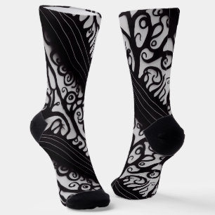 Spooky Black and White Goth Weihnachtssocken Socken