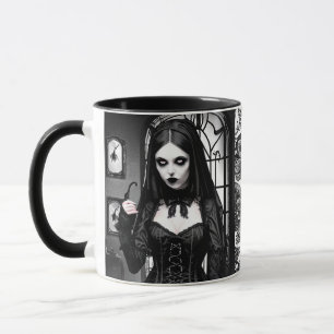 Spooky Black and White Gothic Girl Tasse