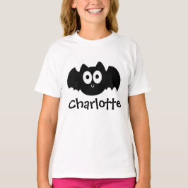 Spooky Black Bat Halloween Personalisierter Name T-Shirt