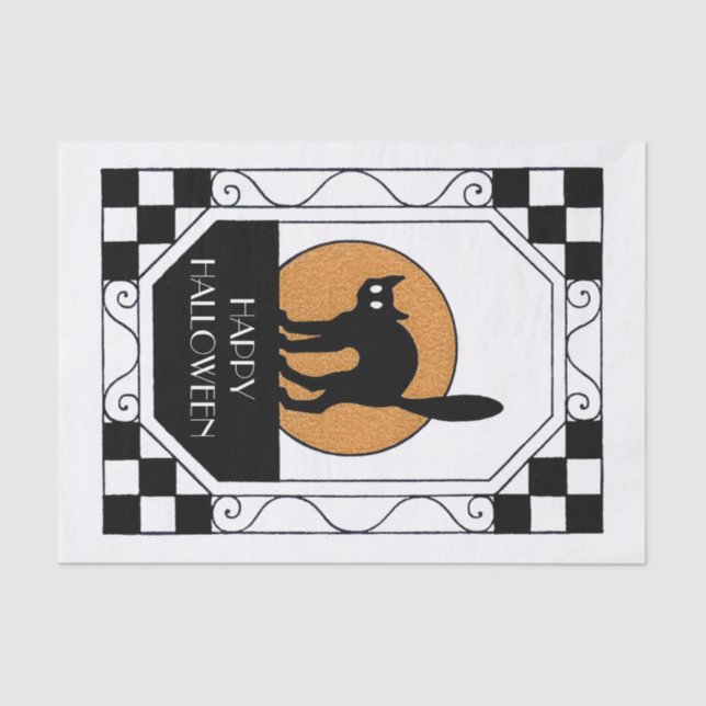 Spooky Black Cat - Art Deco Seidenpapier (Vorderseite)