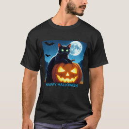 Spooky Black Cat auf Pumpkin Men's T-Shirt