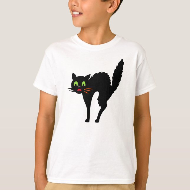Spooky Black Cat Boys Halloween Trick oder Treat T-Shirt (Vorderseite)